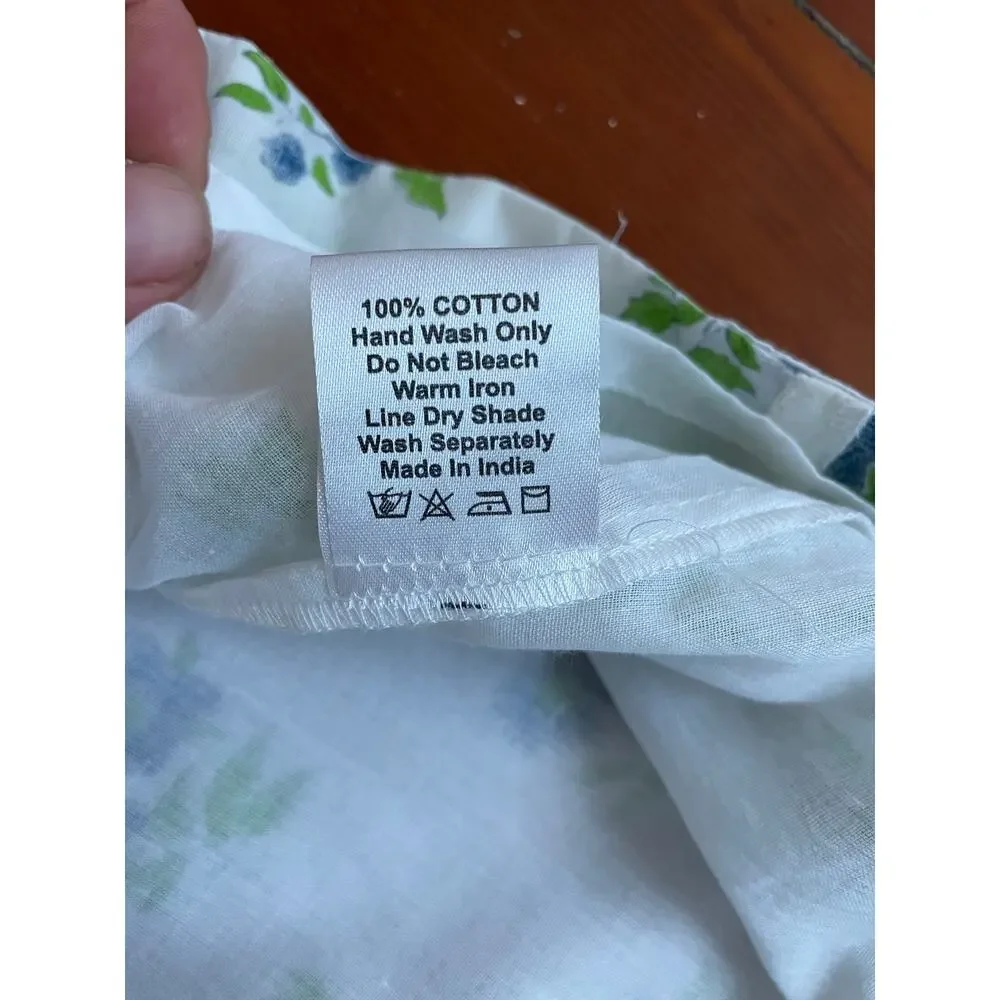 Victoria Dunn Blue Green Floral Kaftan Tunic Dress Medium Cotton - Picture 9 of 11